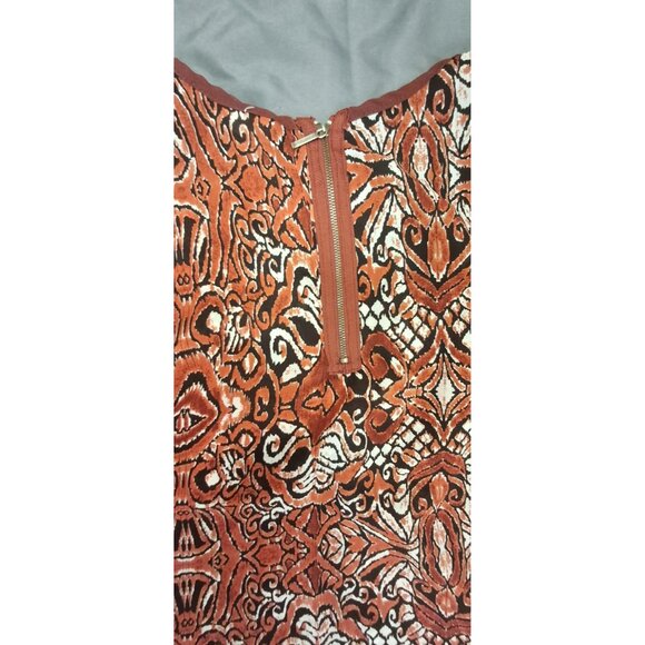Japna Shirt Womens Medium Orange Geometric Print Sleeveless Dressy Lightweight - Picture 8 of 9
